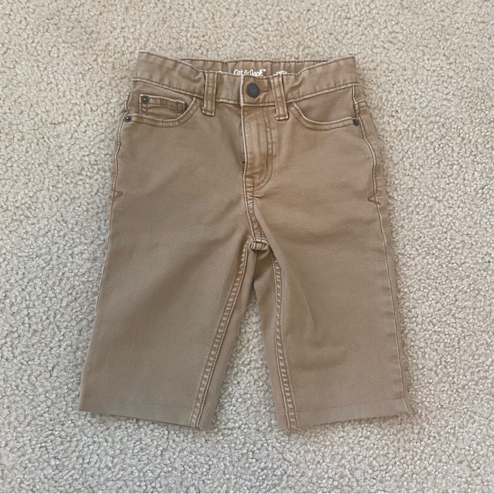 Cat & Jack Boys Khaki Adjustable Waist Straight Leg Shorts Size 6